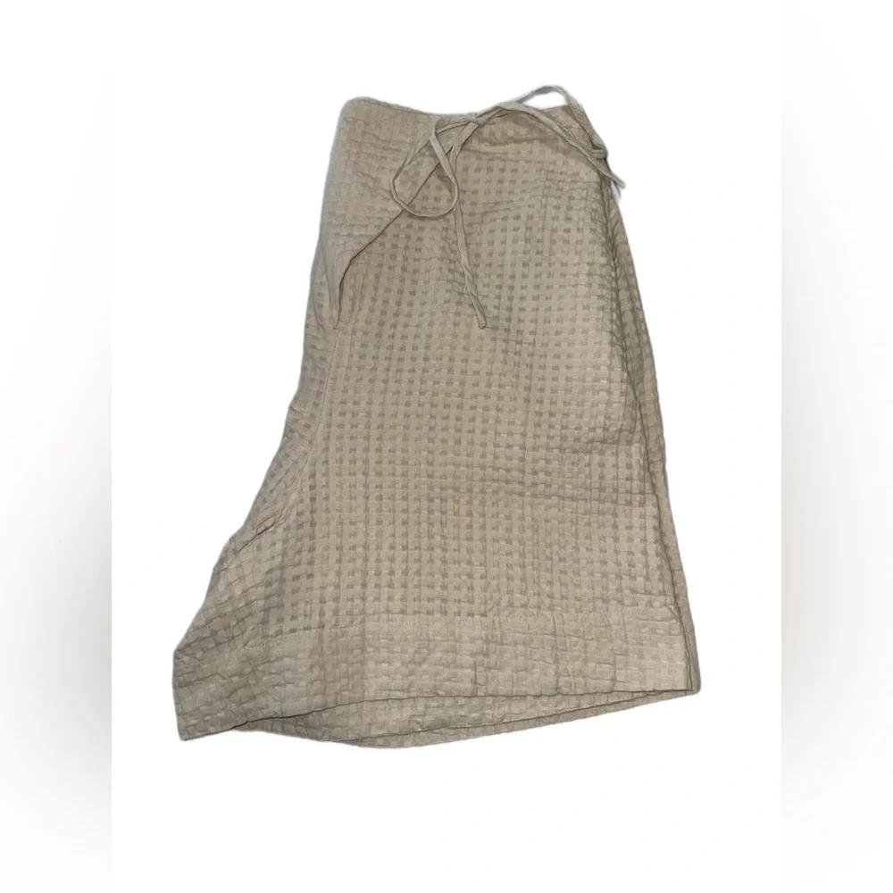 Free People free-est Pucker Check Wrap Shorts Oatmeal 100% Cotton Size L - Picture 5 of 14